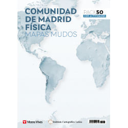 Pack 50 Mapas mudos Comunidad de Madrid física con actividades