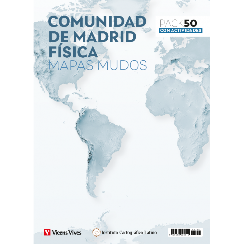 Pack 50 Mapas mudos Comunidad de Madrid física con actividades