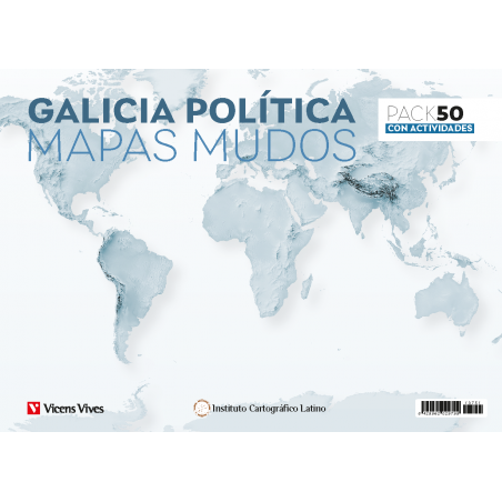 Pack 50 Mapas mudos Galicia política con actividades