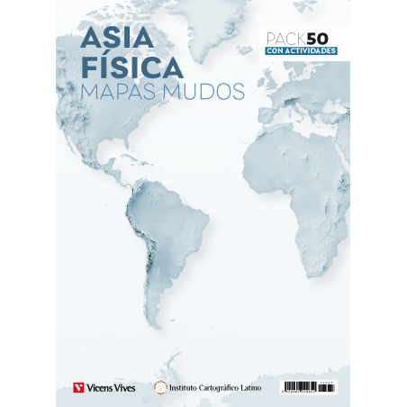 Pack 50 Mapas mudos Asia física con actividades