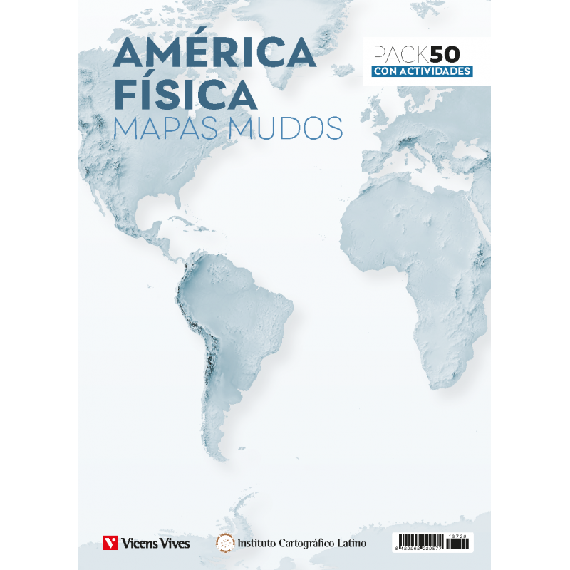 Pack 50 Mapas mudos América física con actividades