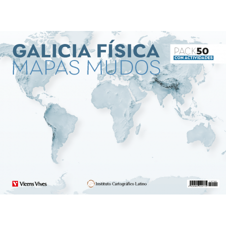 Pack 50 Mapas mudos Galicia física con actividades