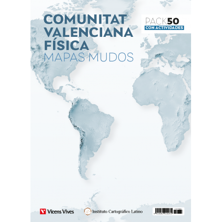 Pack 50 Mapas mudos Comunitat Valenciana física con actividades