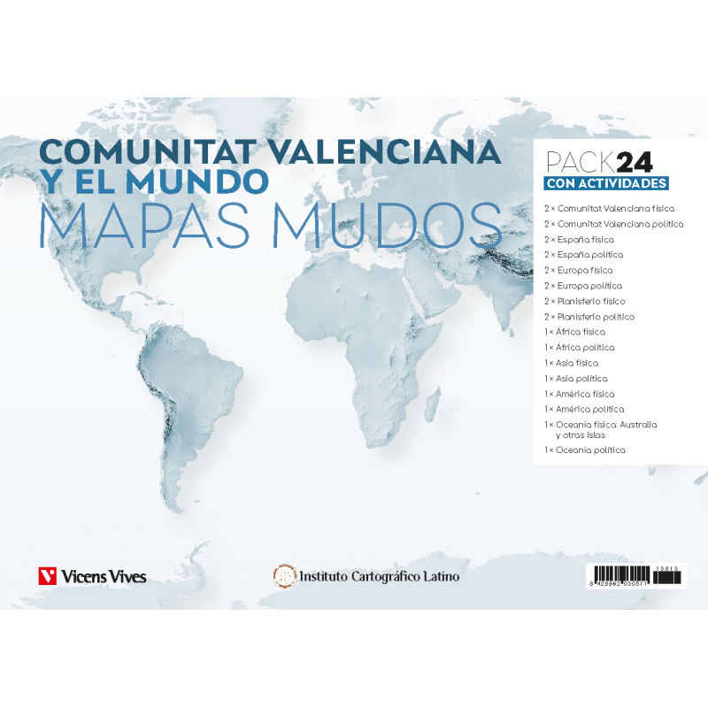 Pack 24 Mapas mudos Comunitat Valenciana y el mundo con actividades